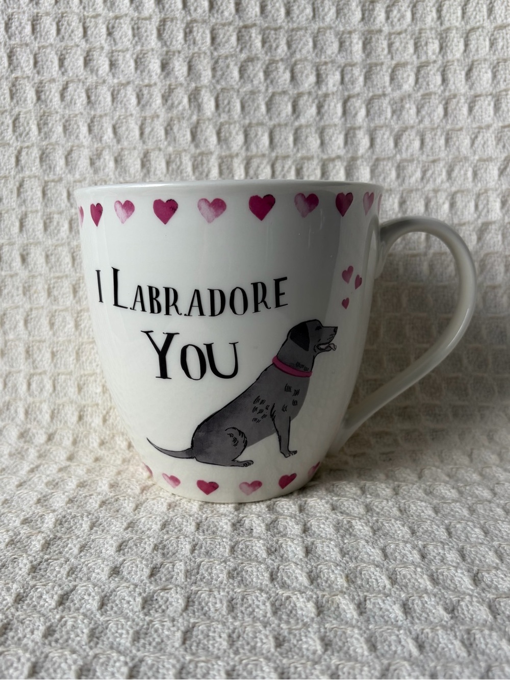 Milly Green British Design I Labradore You Ceramic Dog Mug With  Pink Hearts